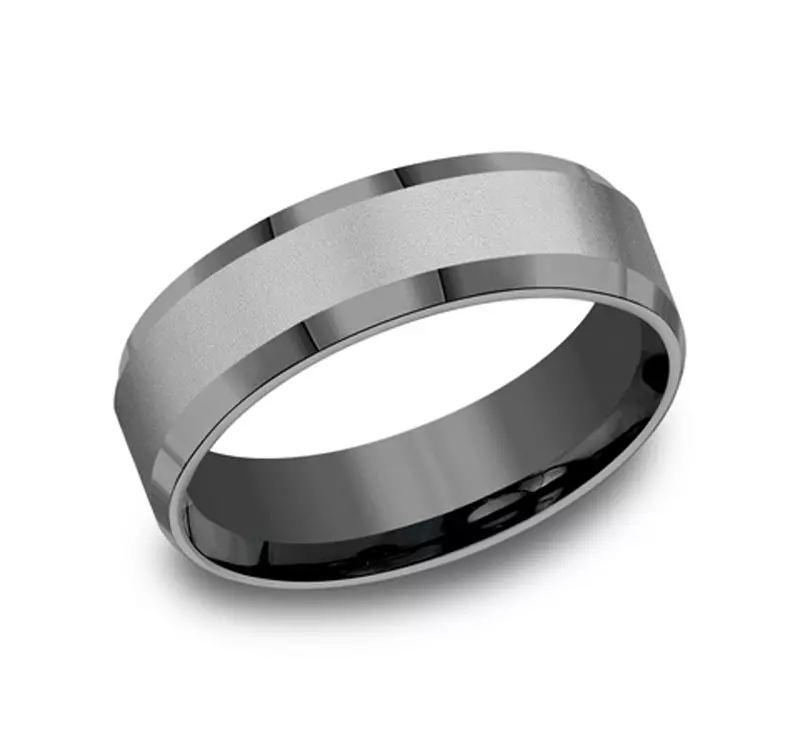 Tantalum Sandblasted Tantalum Beveled Comfort Fit Band (7mm)