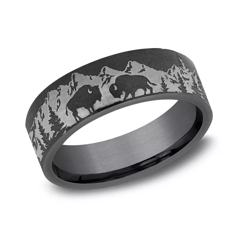 Tantalum Bison Range Tantalum Comfort Fit Band (7mm)