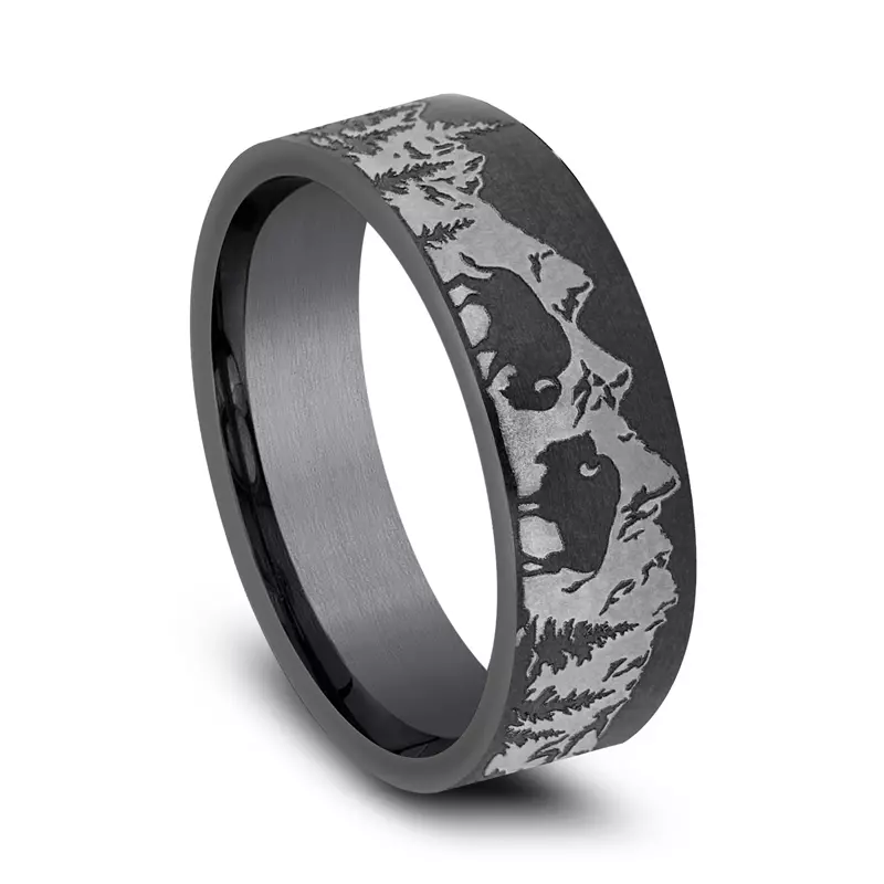 Tantalum Bison Range Tantalum Comfort Fit Band (7mm)