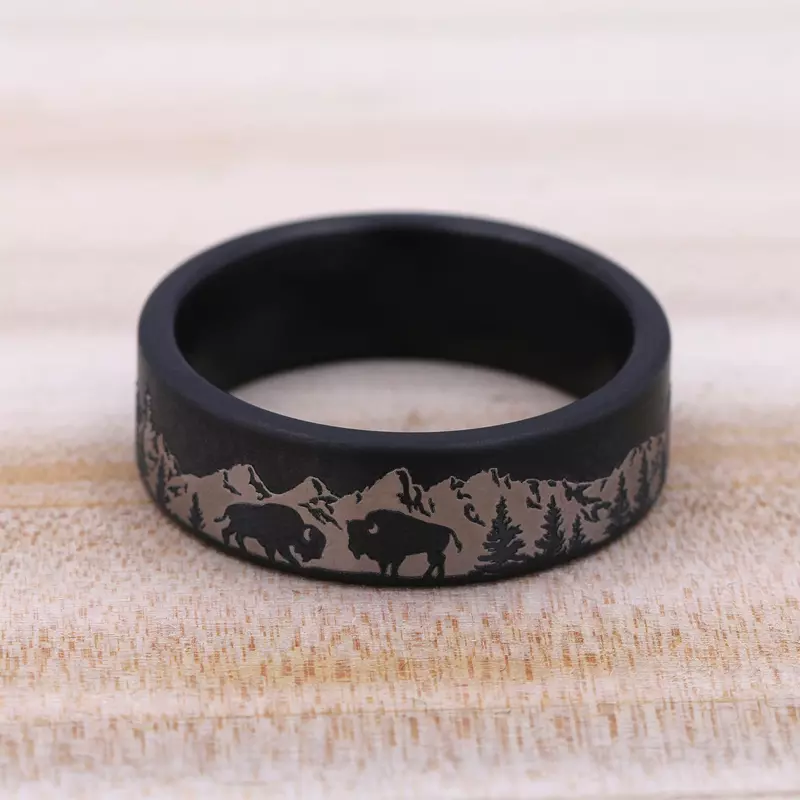 Tantalum Bison Range Tantalum Comfort Fit Band (7mm)