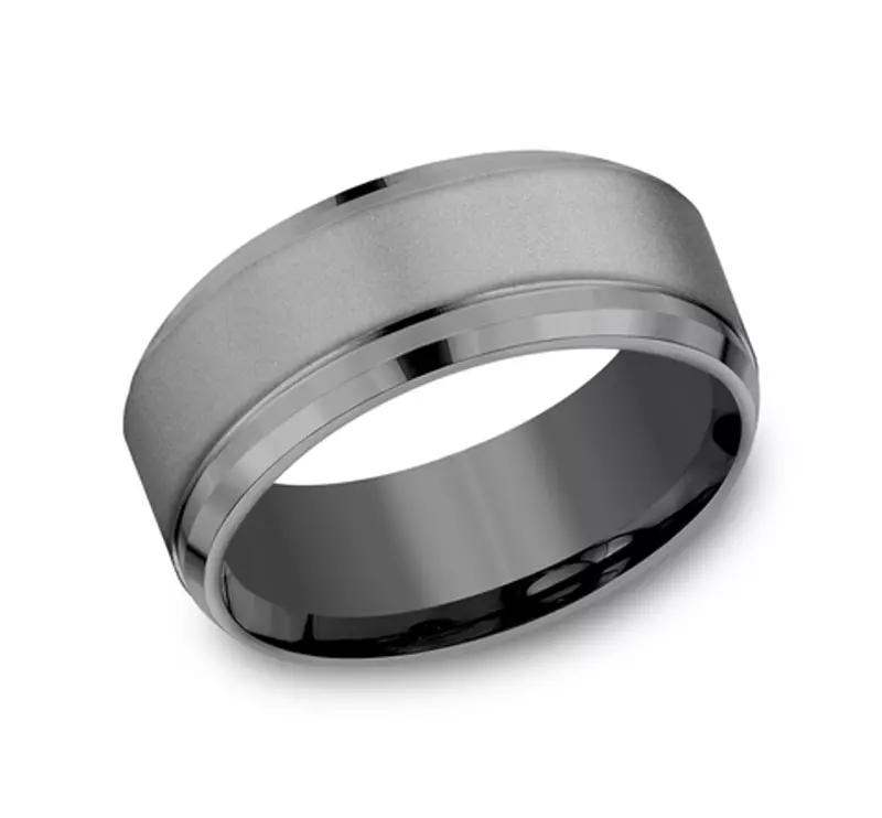 Tantalum Sandblasted Tantalum Beveled Comfort Fit Band (9mm)