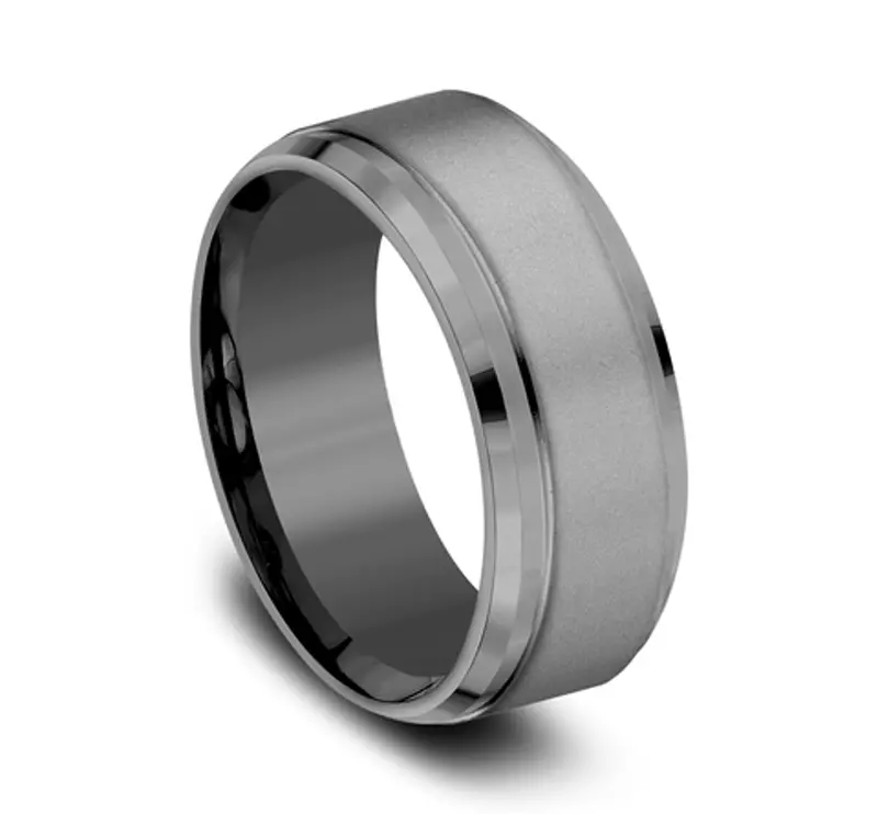 Tantalum Sandblasted Tantalum Beveled Comfort Fit Band (9mm)