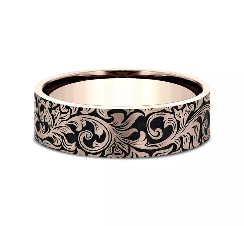 Nightfall Engraved Flat Comfort-Fit Band (8mm)