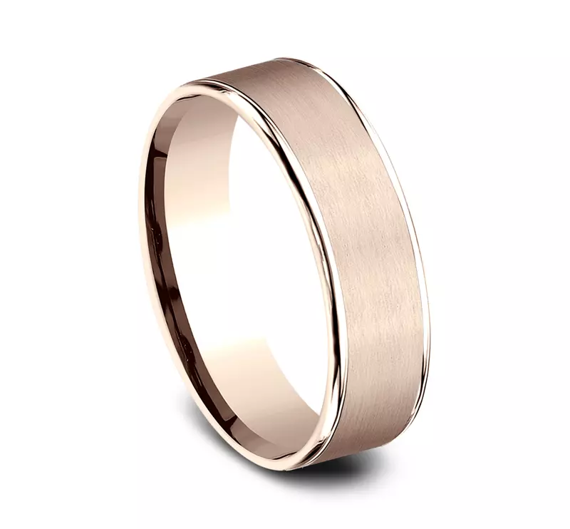 14K Rose Gold Axis Satin Comfort-Fit Band (6.5mm)