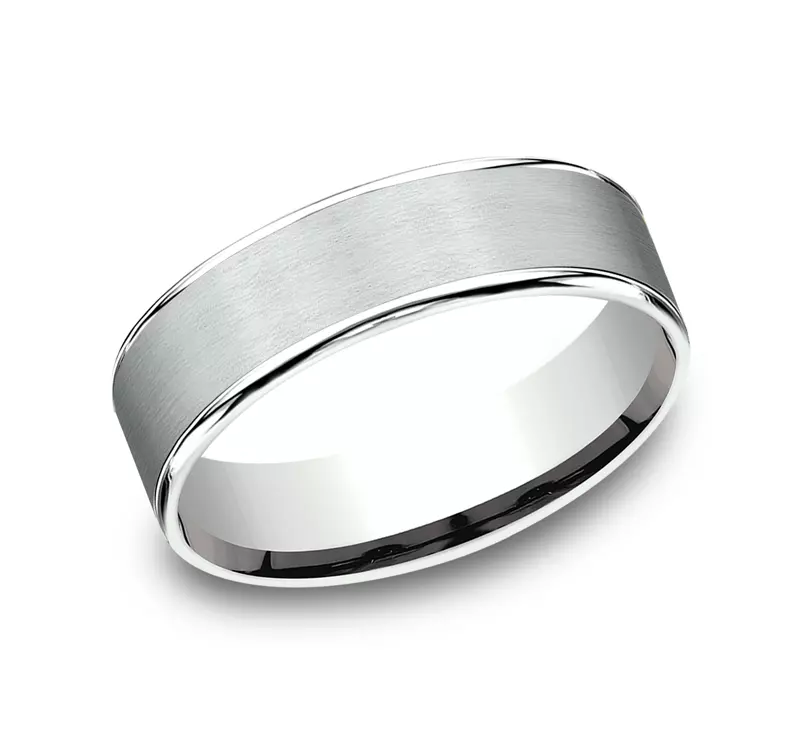14K White Gold Axis Satin Comfort-Fit Band (6.5mm)