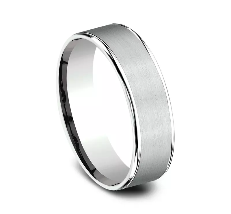 14K White Gold Axis Satin Comfort-Fit Band (6.5mm)