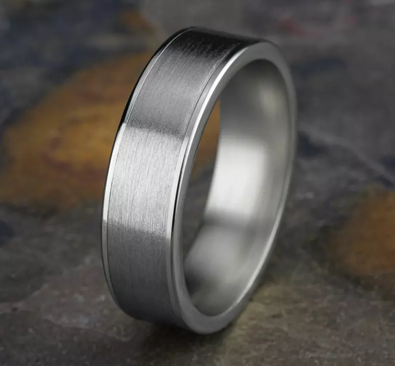 14K White Gold Axis Satin Comfort-Fit Band (6.5mm)