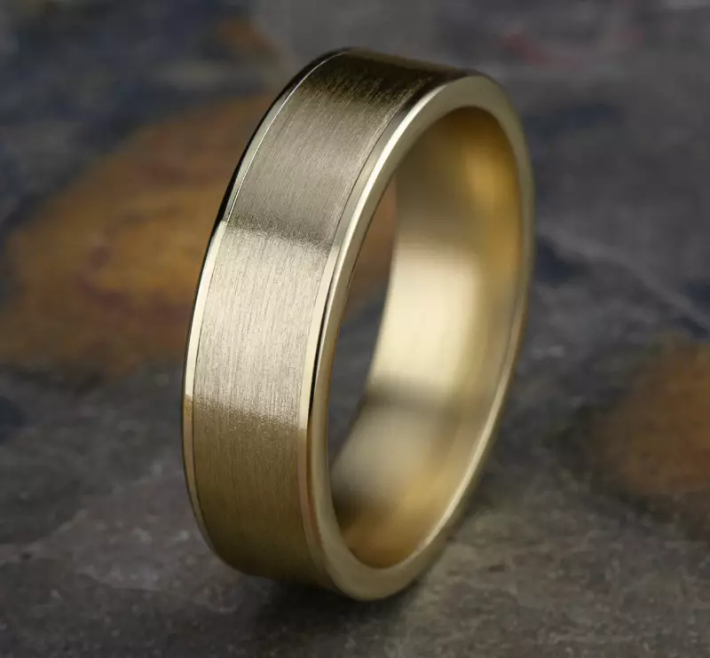14K Yellow Gold Axis Satin Comfort-Fit Band (6.5mm)