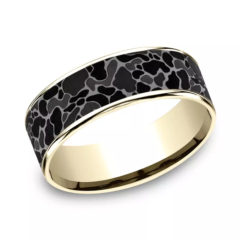 Yellow Gold 14k & Tantalum Stealth Camo Two-Tone Comfort-Fit (7.5mm)