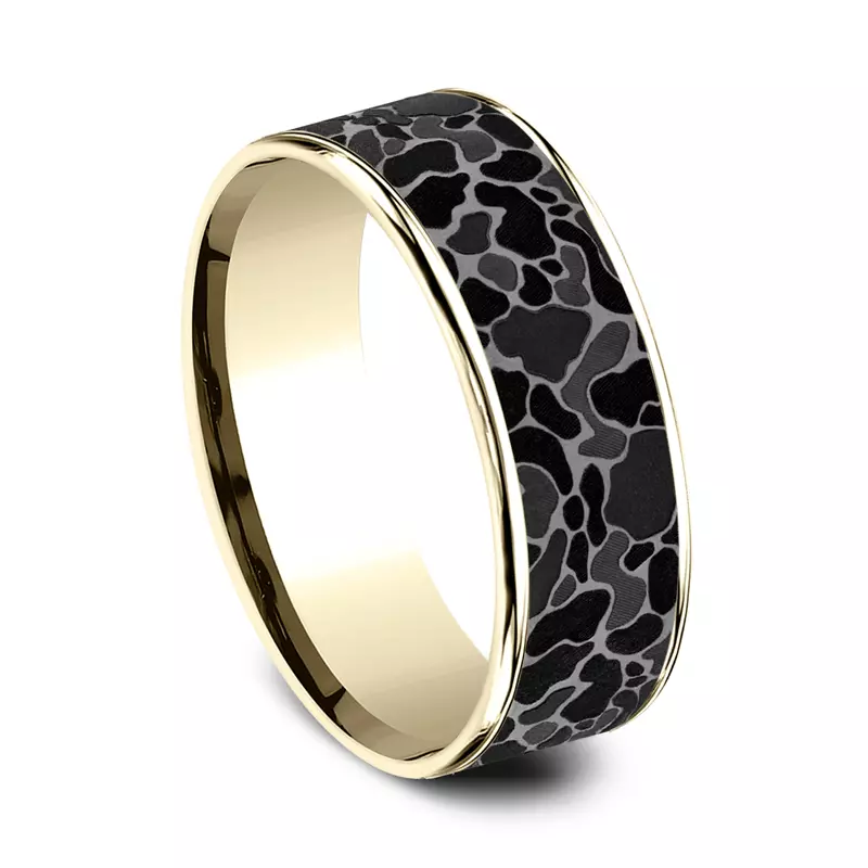 Yellow Gold 14k & Tantalum Stealth Camo Two-Tone Comfort-Fit (7.5mm)