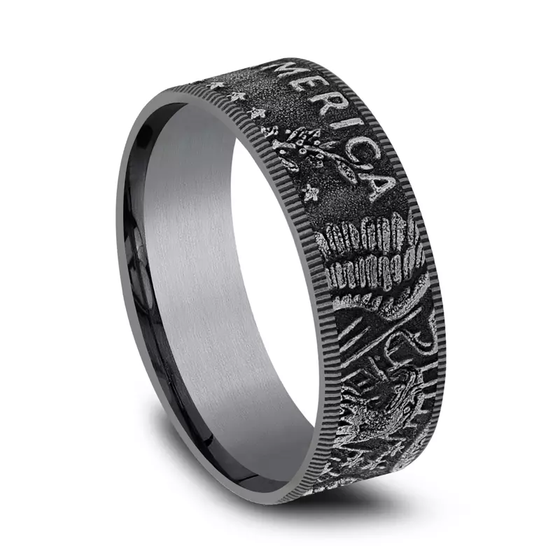 Tantalum Liberty Coin-Edge Tantalum Comfort-Fit Band (8mm)