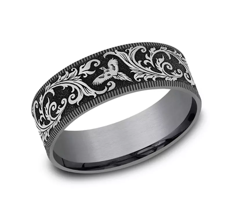 Tantalum Midnight Pheasant Comfort-Fit Band (7.5mm)
