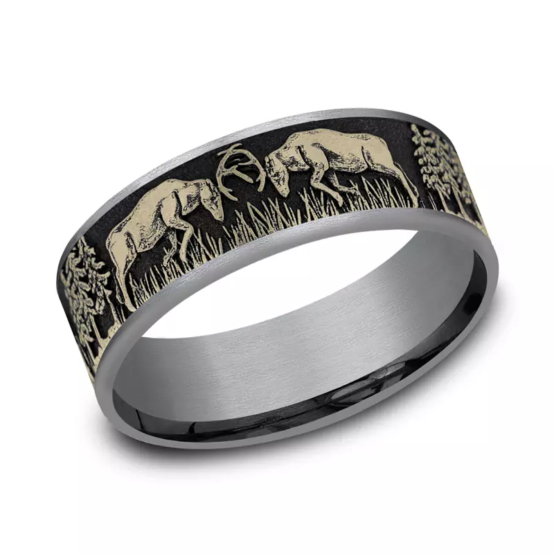 Yellow Gold 14k & Tantalum Wildforge Two-Tone Comfort-Fit Band (7.5mm)