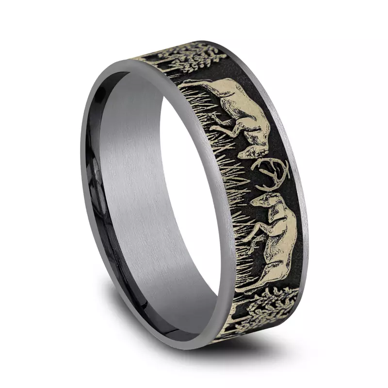 Yellow Gold 14k & Tantalum Wildforge Two-Tone Comfort-Fit Band (7.5mm)