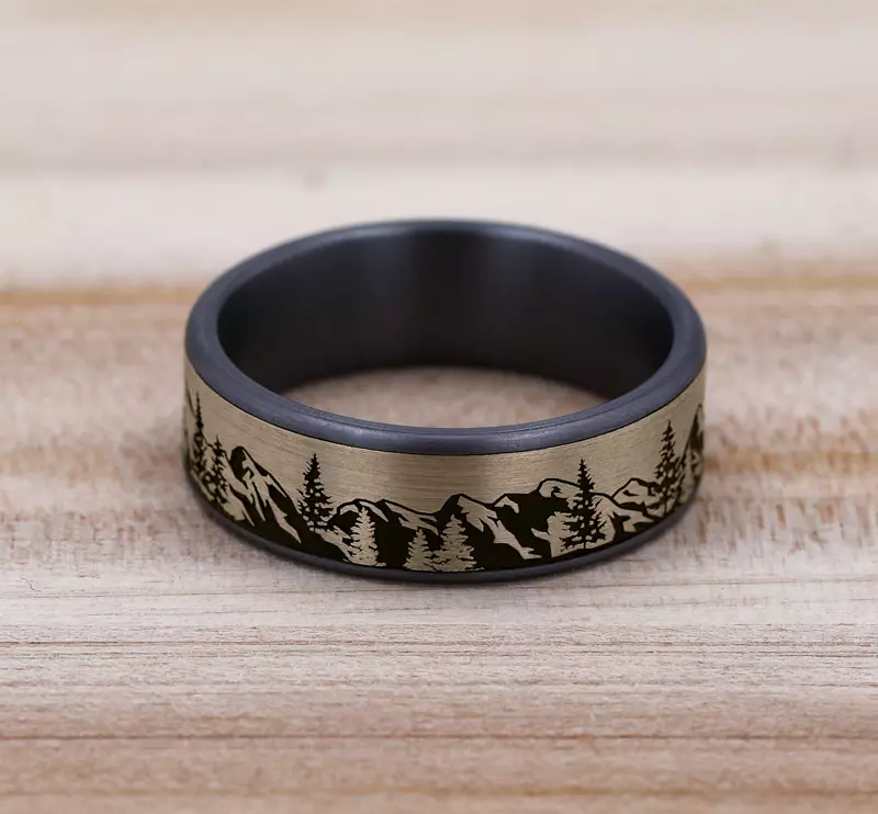 Yellow Gold 14k & Tantalum Summit Ridge Comfort-Fit Band (7.5mm)
