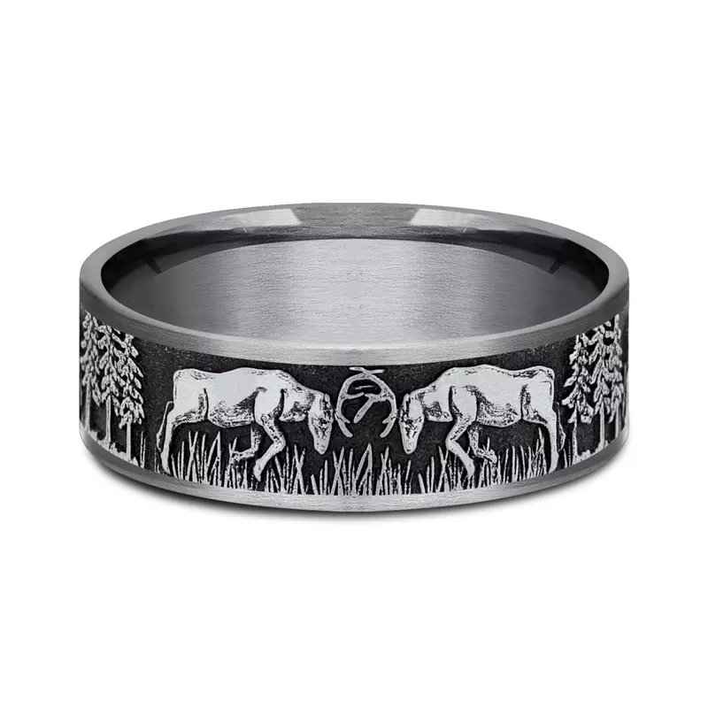 White Gold 14k & Tantalum Wildforge Two-Tone Comfort-Fit Band (7.5mm)