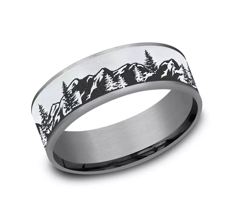 White Gold 14k & Tantalum Summit Ridge Comfort-Fit Band (7.5mm)
