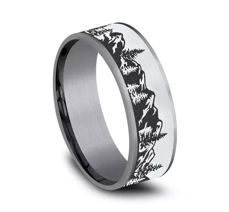 White Gold 14k & Tantalum Summit Ridge Comfort-Fit Band (7.5mm)