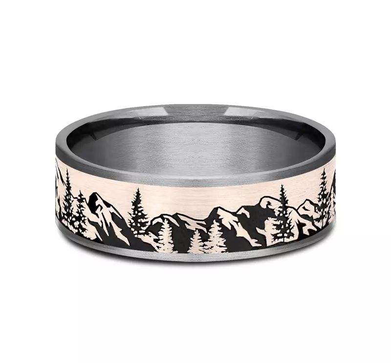 Rose Gold 14k & Tantalum Summit Ridge Comfort-Fit Band (7.5mm)
