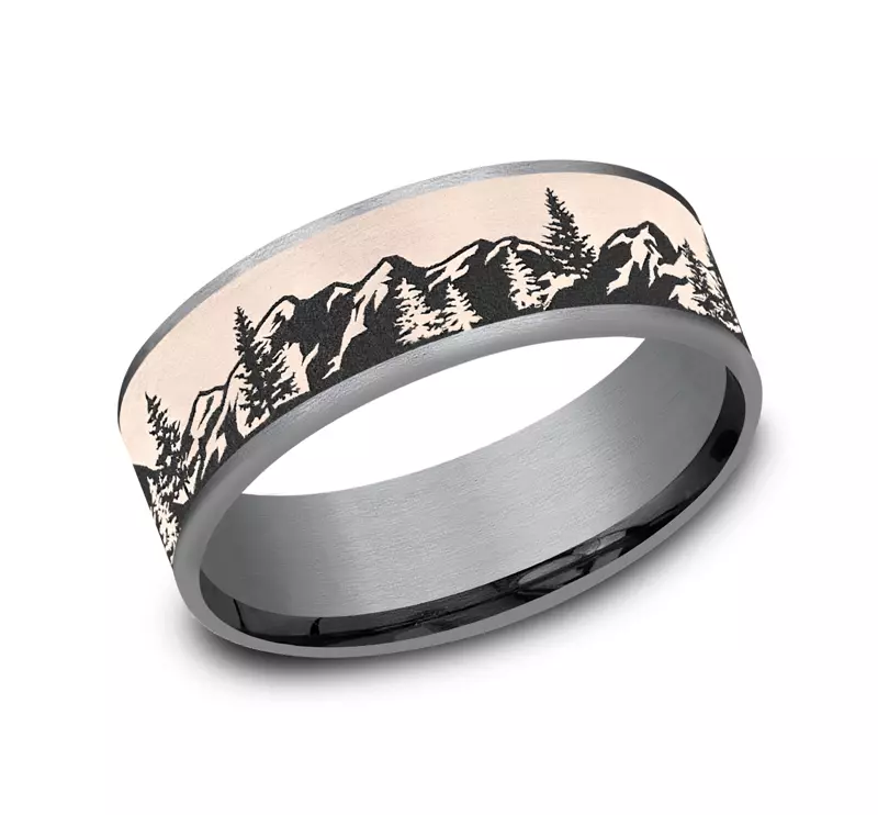Rose Gold 14k & Tantalum Summit Ridge Comfort-Fit Band (7.5mm)