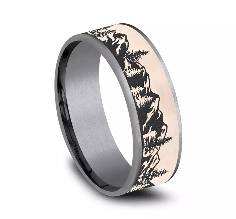 Rose Gold 14k & Tantalum Summit Ridge Comfort-Fit Band (7.5mm)
