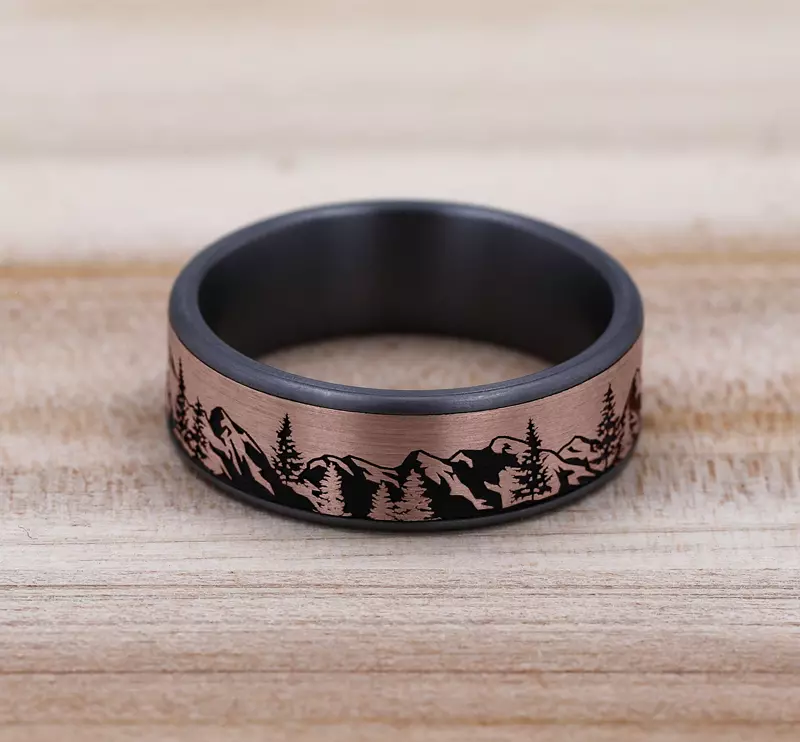 Rose Gold 14k & Tantalum Summit Ridge Comfort-Fit Band (7.5mm)