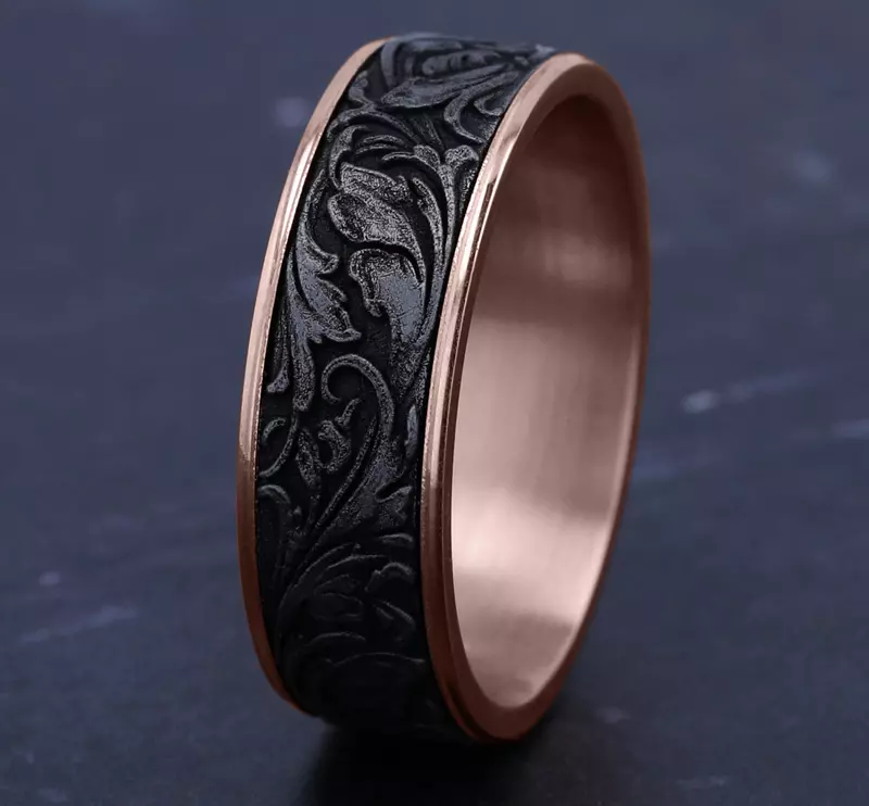 Rose Gold 14k & Tantalum Baroque Mixed Metal Comfort Band (7.5mm)