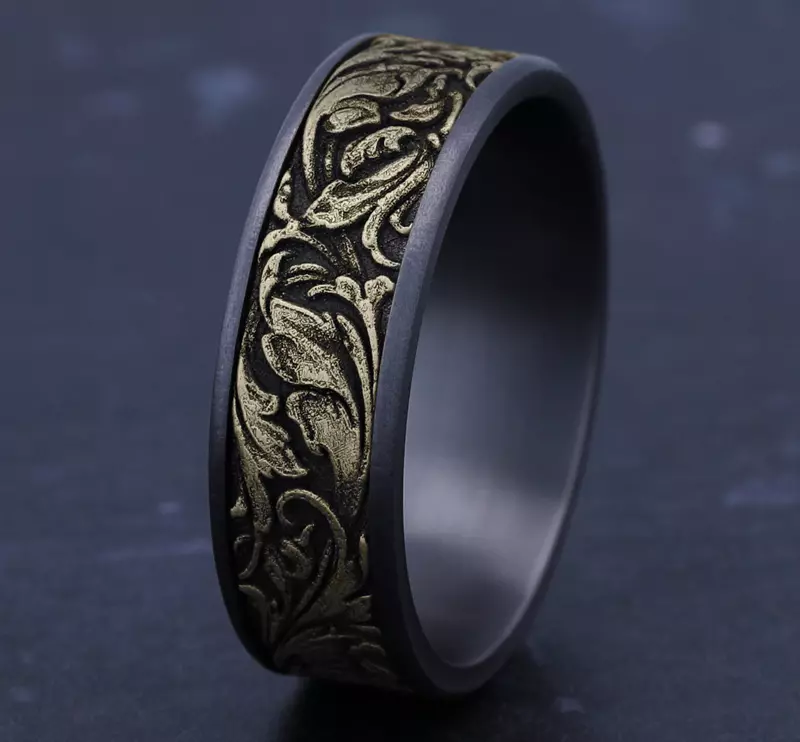 Yellow Gold 14k & Tantalum Sovereign Mixed Metal Comfort-Fit Band (7.5mm)