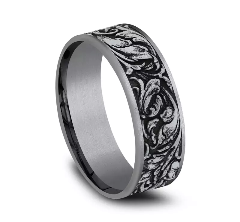 White Gold 14k & Tantalum Sovereign Mixed Metal Comfort-Fit Band (7.5mm)