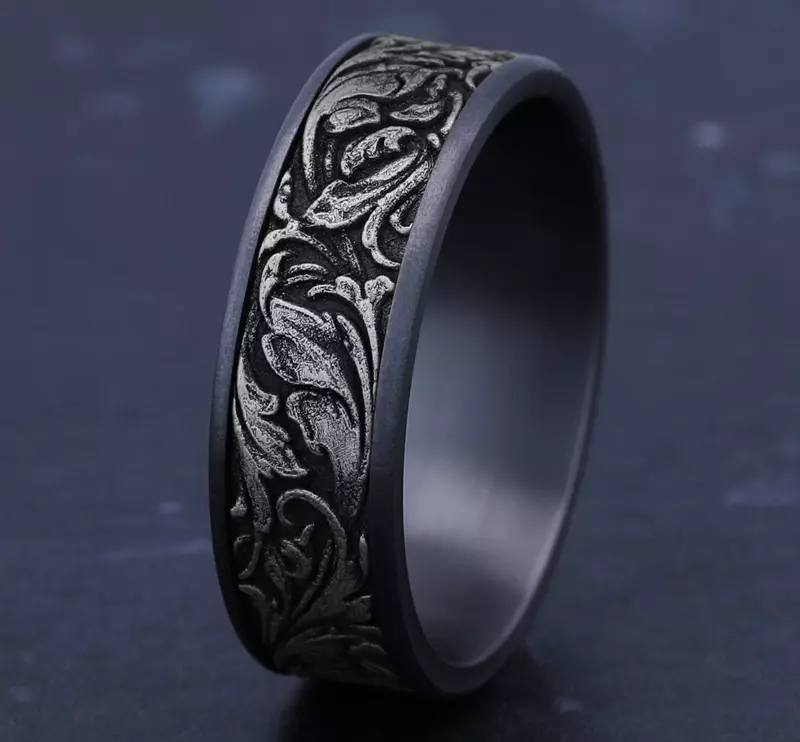 White Gold 14k & Tantalum Sovereign Mixed Metal Comfort-Fit Band (7.5mm)