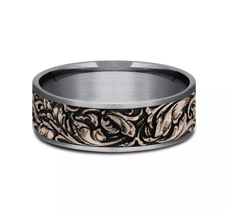 Rose Gold 14k & Tantalum Sovereign Mixed Metal Comfort-Fit Band (7.5mm)