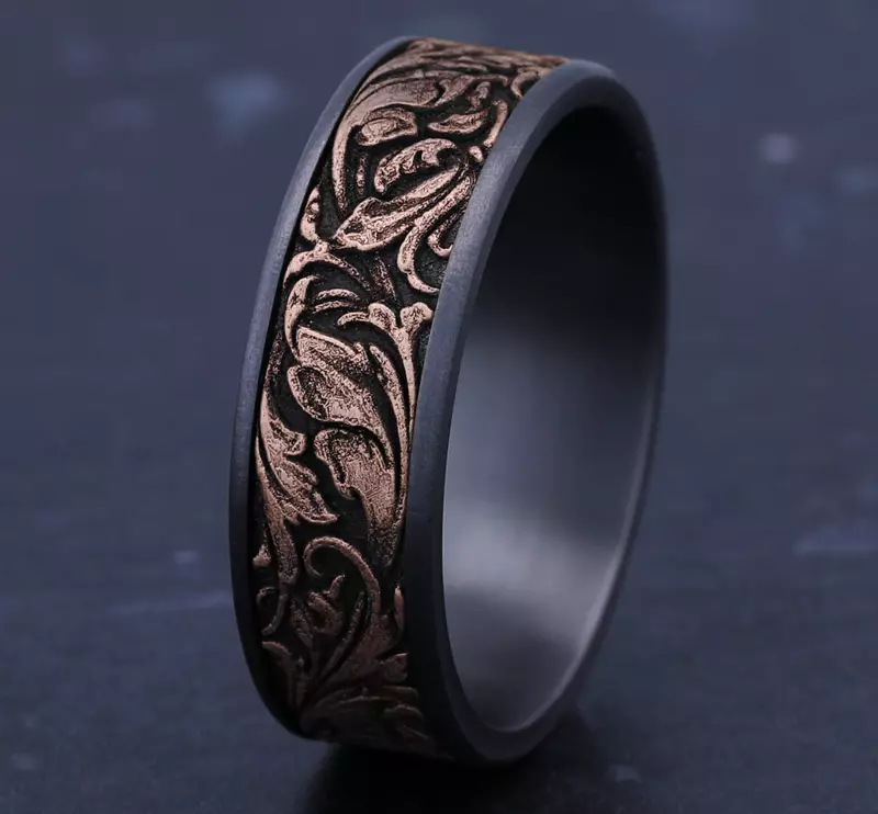 Rose Gold 14k & Tantalum Sovereign Mixed Metal Comfort-Fit Band (7.5mm)