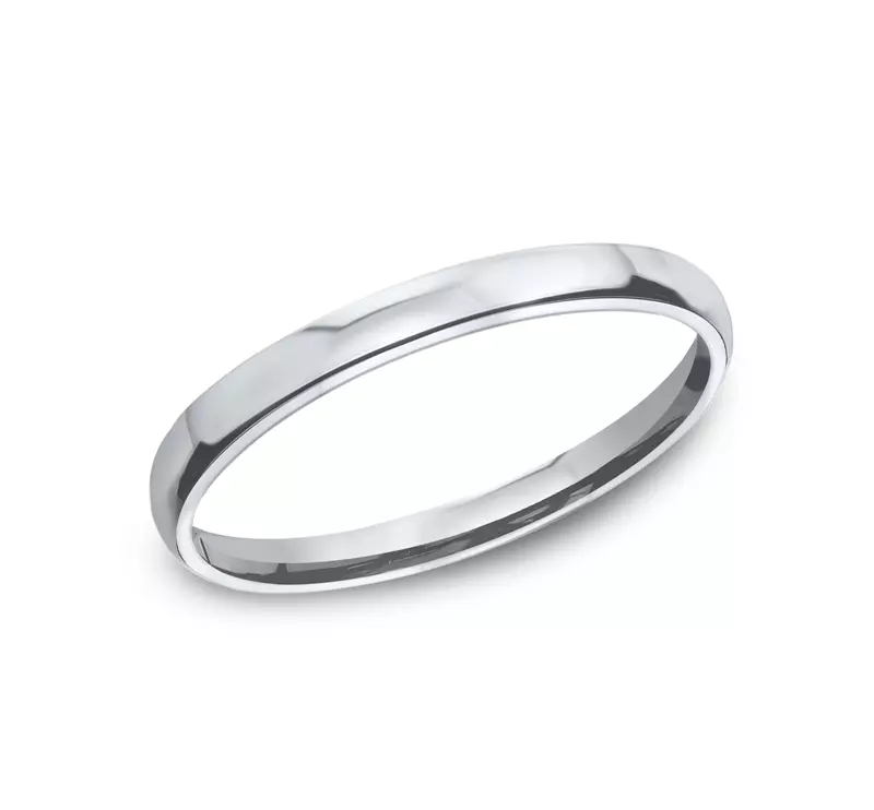 14K White Gold Euro Comfort-Fit Plain Band (2.5mm)