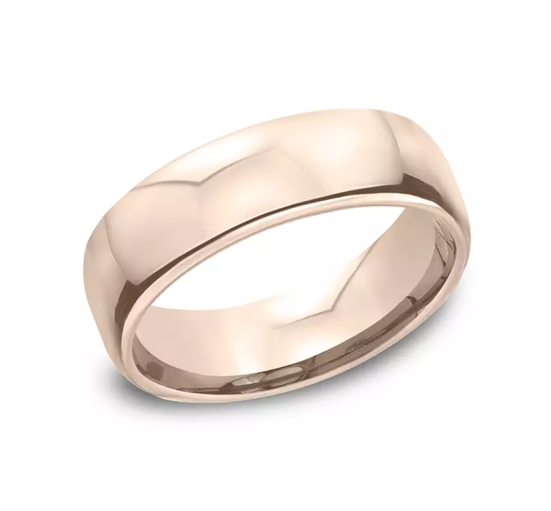 14K Rose Gold Euro Comfort-Fit Plain Band (6.5mm)