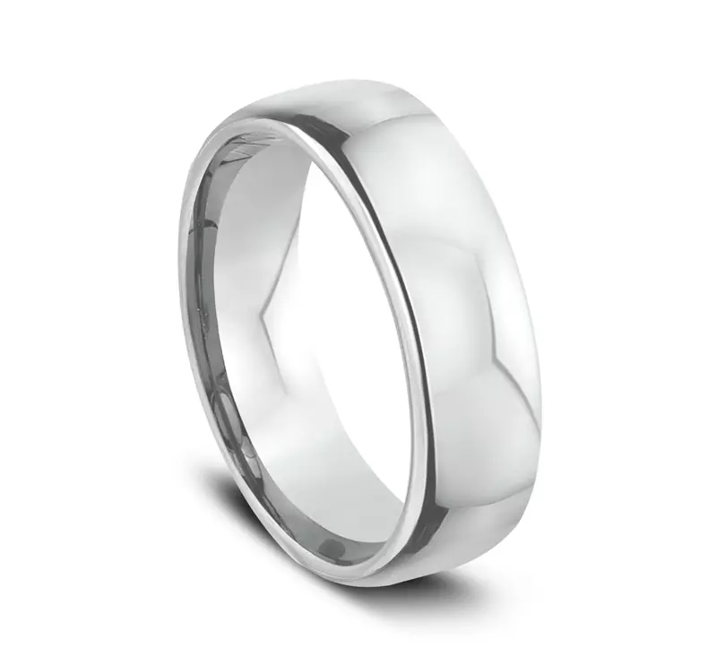 18K White Gold Euro Comfort-Fit Plain Band (6.5mm)