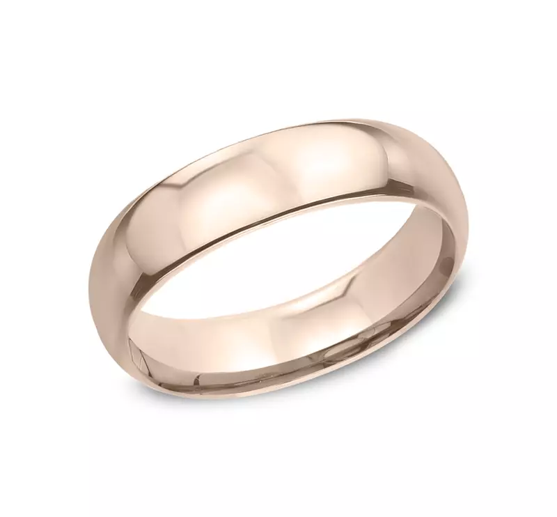 14K Rose Gold Comfort-Fit Plain Band (6mm)