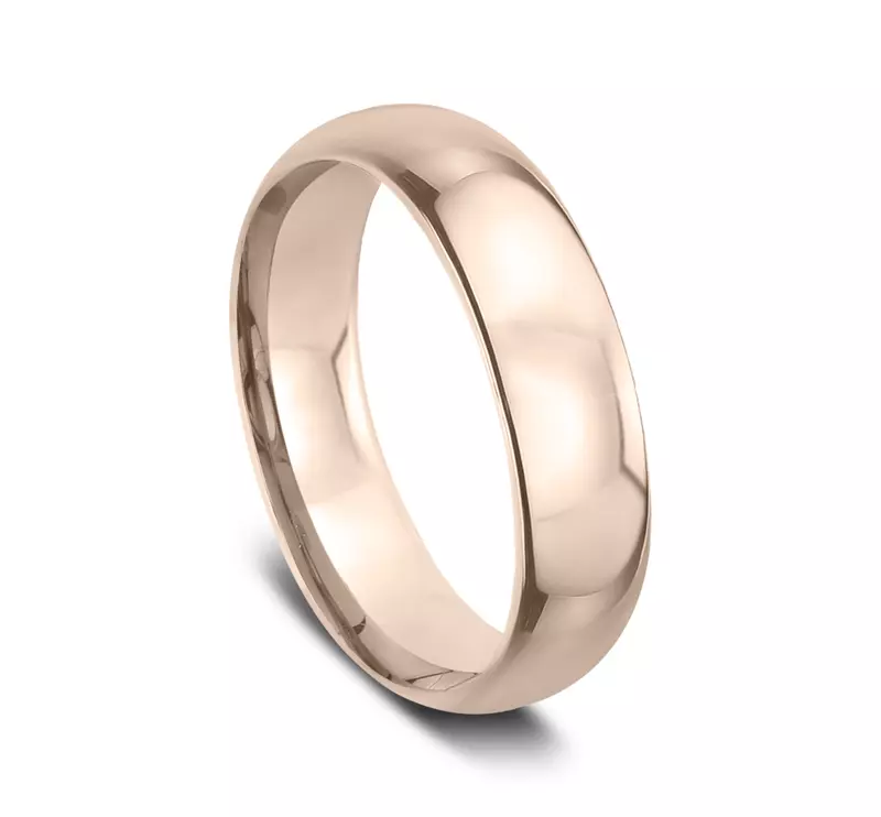 14K Rose Gold Comfort-Fit Plain Band (6mm)