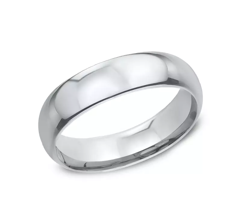 14K White Gold Comfort-Fit Plain Band (6mm)