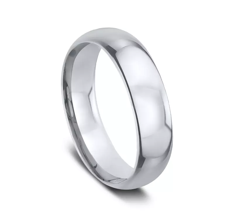 14K White Gold Comfort-Fit Plain Band (6mm)