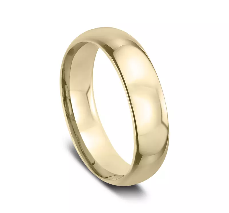 14K Yellow Gold Comfort-Fit Plain Band (6mm)
