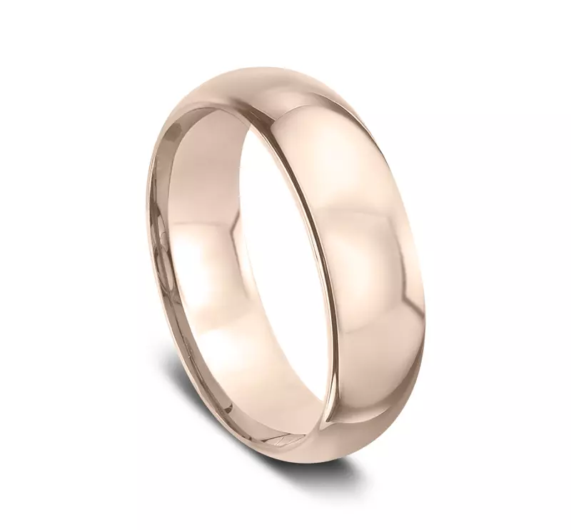 14K Rose Gold Comfort-Fit Plain Band (7mm)