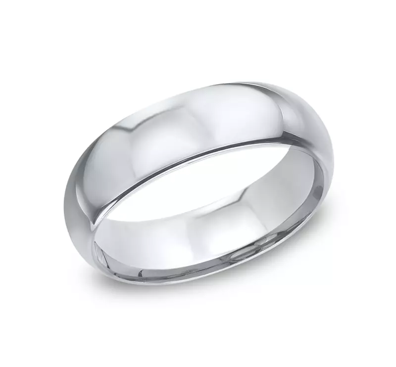 14K White Gold Comfort-Fit Plain Band (7mm)