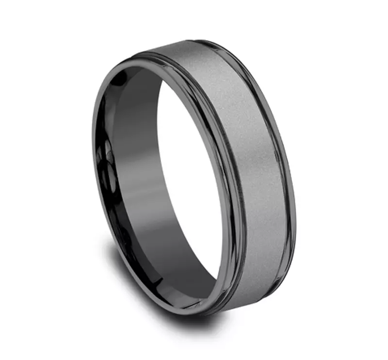 Tantalum Sandblasted Tantalum Comfort-Fit Band (7mm)