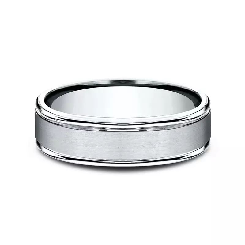 Satin Center Polished Edge Comfort-Fit Band (6.5mm)