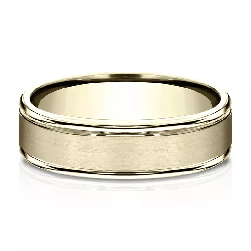 Satin Center Polished Edge Comfort-Fit Band (6.5mm)