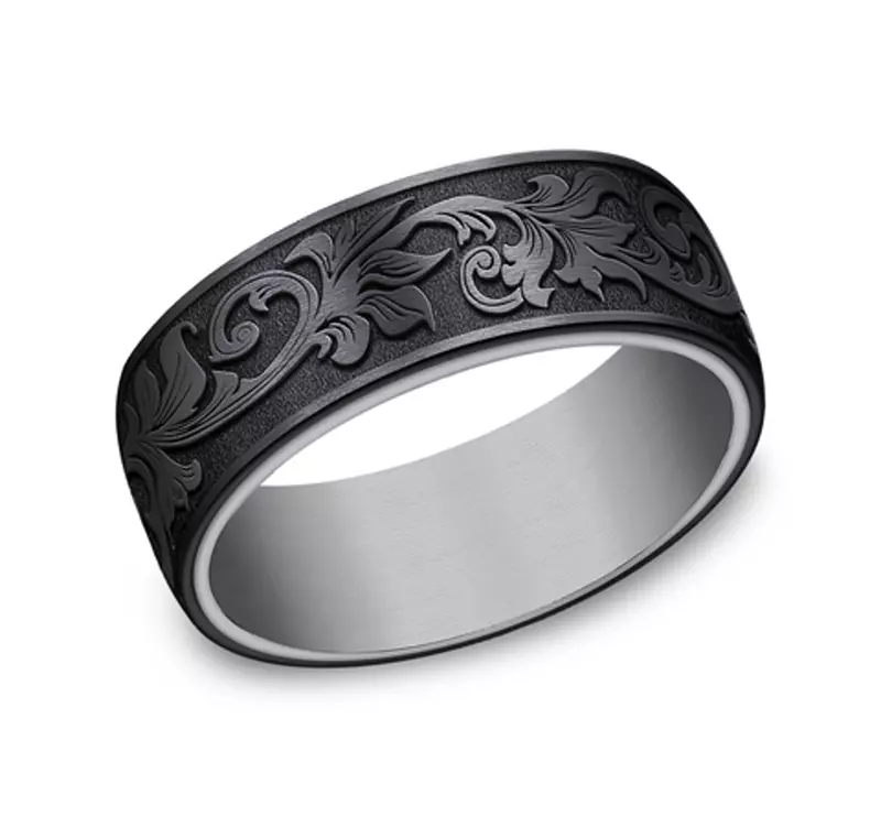 Tantalum Shadow Scroll Comfort-Fit Band (8mm)
