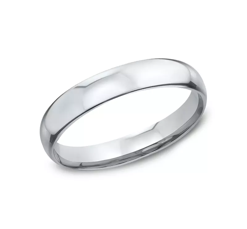 14K White Gold Low Dome Comfort-Fit Polished Band (3mm)