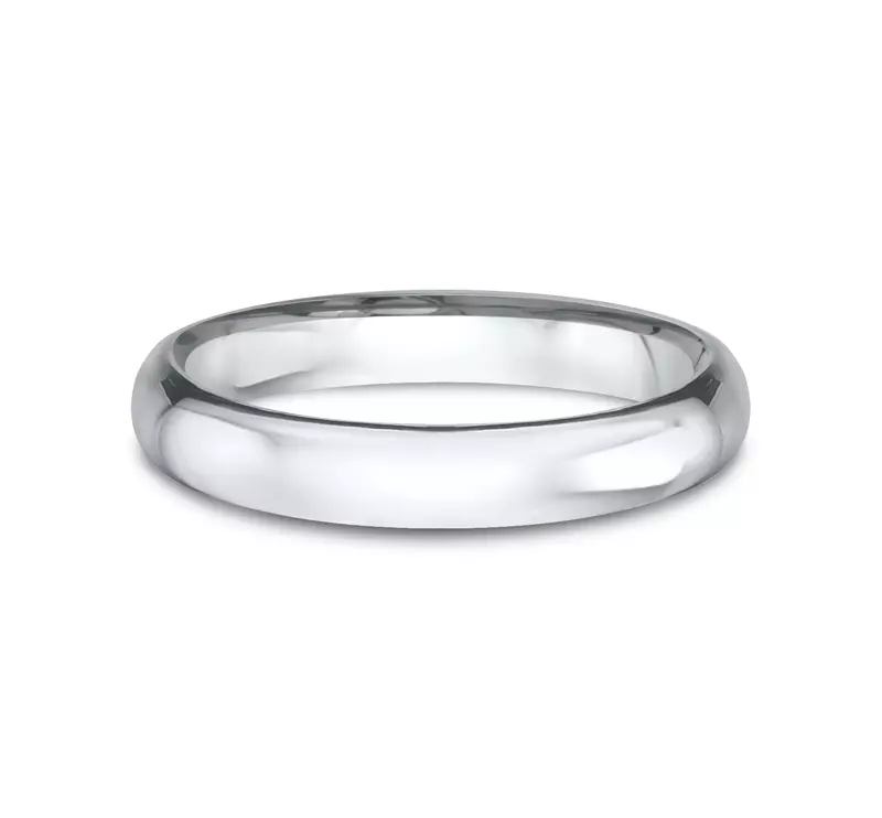 14K White Gold Low Dome Comfort-Fit Polished Band (3mm)