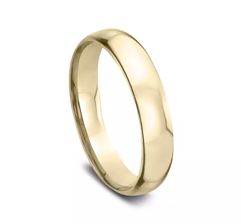 14K Yellow Gold Low Dome Comfort-Fit Polished Band (4mm)