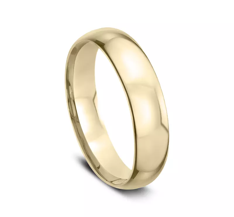 14K Yellow Gold Low Dome Comfort-Fit Polished Band (5mm)